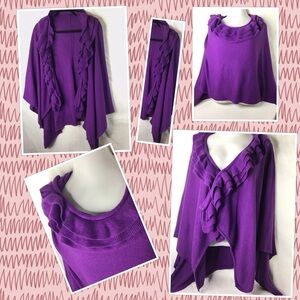 Ladies Cashmere Sweater Shawl Deep Vibrant Purple NWOT Sophisticated Style OS